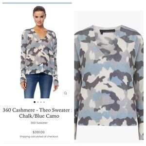 360 Cashmere - Theo Sweater in Chalk/Blue Camo